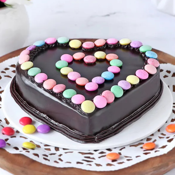 Heart Chocolate Gems Cake City Cakes Online Cake Store in Kathmandu